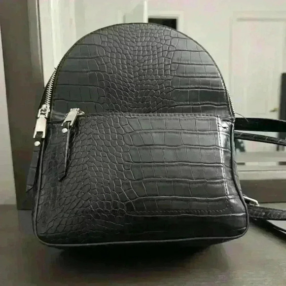 Women’s Black  Snake-print Mini Backpack - Picture 2 of 10